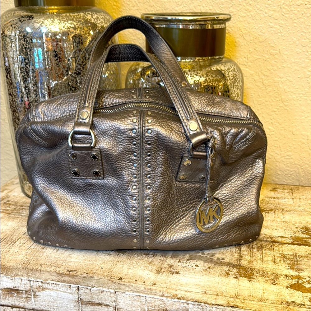 Michael Kors Metallic Gray Leather Bag